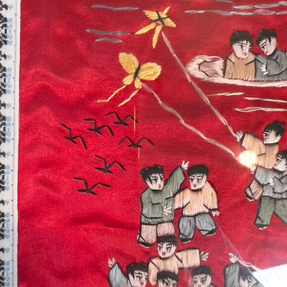 Vintage Chinese Silk Tapestry Embroidered Boats Kids Professionally Matted Frame - Picture 4 of 15